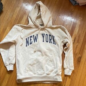 Brandy Melville Beige Hoodie with New York Graphic